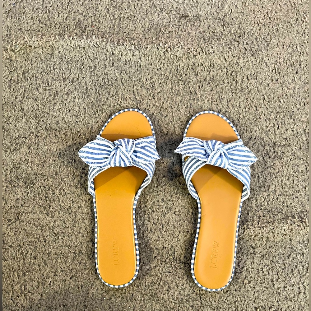 Blue and white J Crew sandals size 8